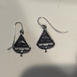 Silver Triangle Seeing Eye Earrings